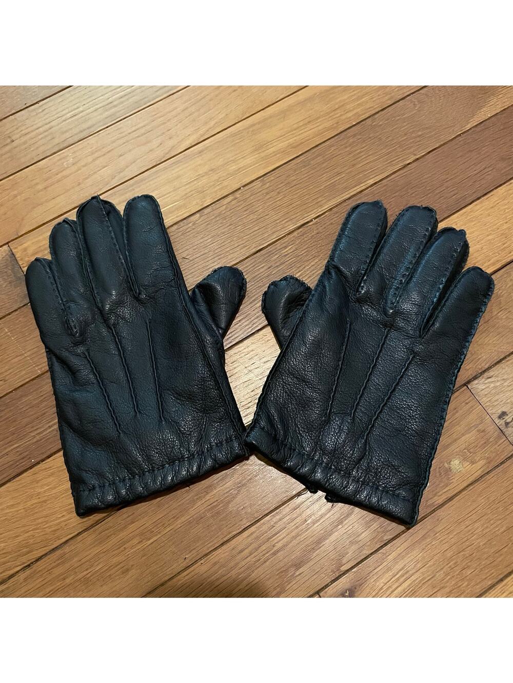 Aris Men's Black Leather Gloves Cashmere Lined Size XL Supple Winter Luxe